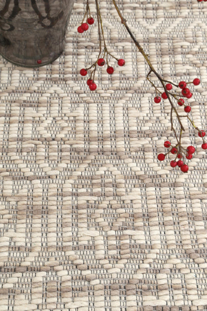 Copacabana Geometric Beige Wool Rug