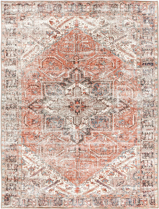 Jezebel Transitional Terracotta Machine Washable Rug