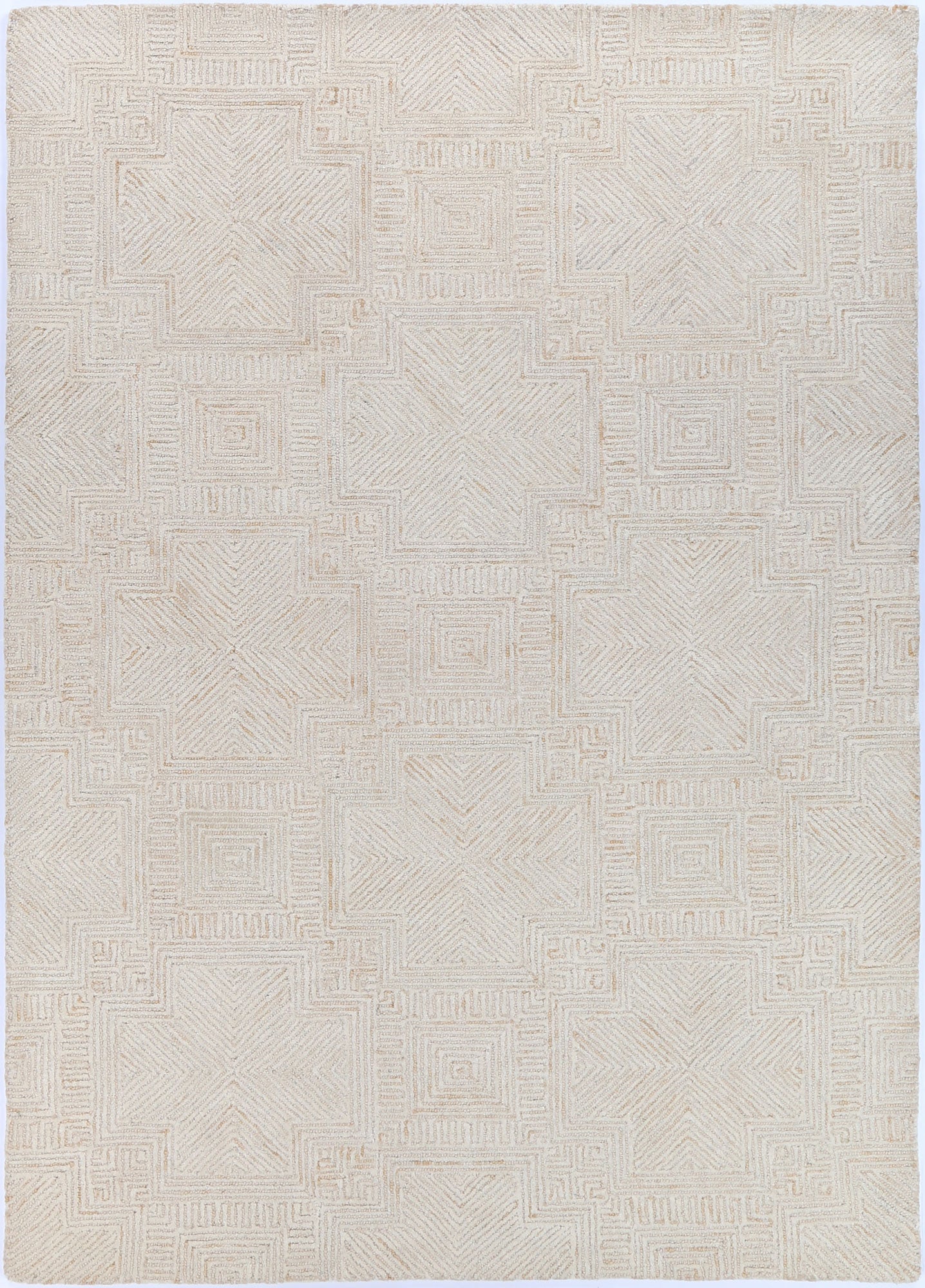 Posy Labyrinth  09D in Beige Wool Rug