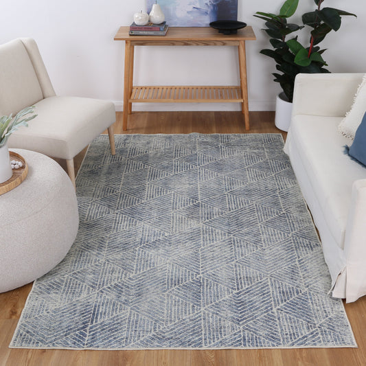 Greenport Blue Washable Rug - VITAL 1060-02