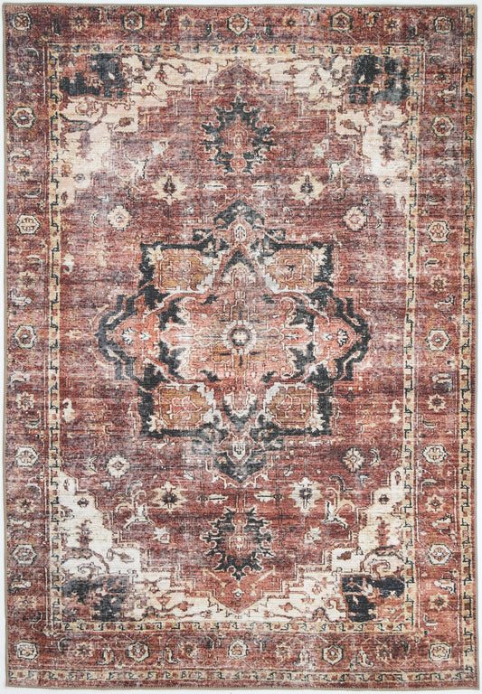 Distressed Vintage Cezanne Terracotta Area Rug - VITAL 2244-01