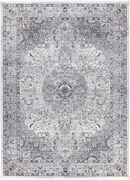 Almeras Traditional Medallion In Grey Multi Rug