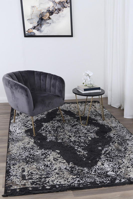 Brooklyn Distressed Medallion In Pewter Rug