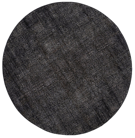 Brooklyn Distressed Oriental Pewter In Grey Round Rug