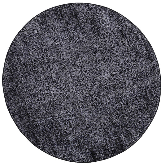 Brooklyn Distressed Oriental In Silver Round Rug