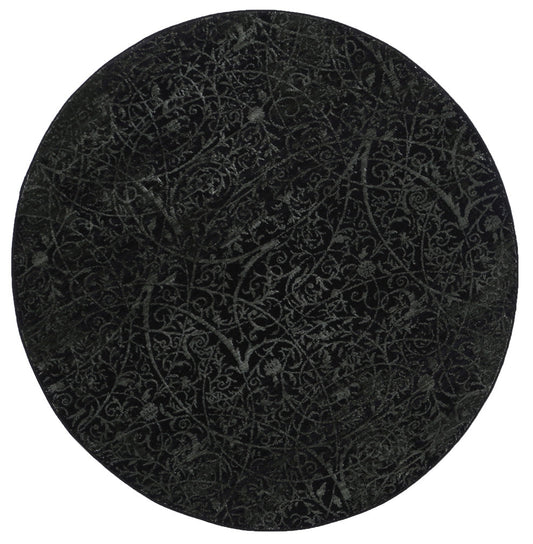 Brooklyn Intricate Floral Emerald In Green Round Rug