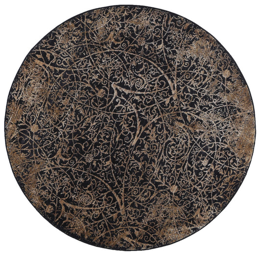 Brooklyn Intricate Floral In Gold Round Rug