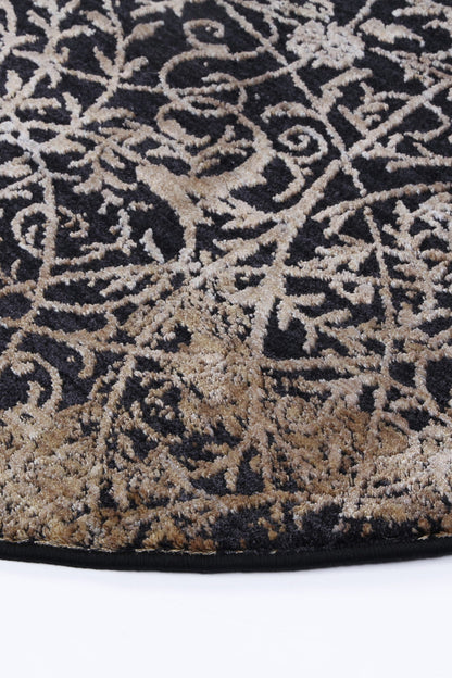 Brooklyn Intricate Floral Gold Round Rug