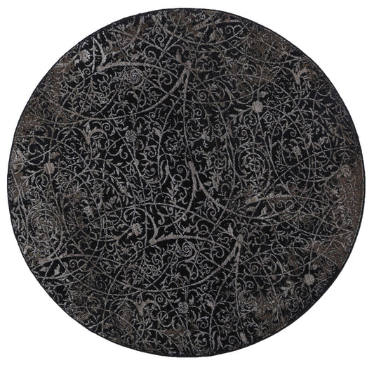 Brooklyn Intricate In Floral Pewter Round Rug