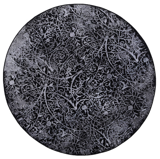 Brooklyn Intricate Floral In Silver Round Rug