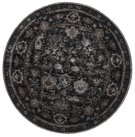 Brooklyn Vintage Oriental In Pewter Round Rug