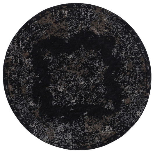 Brooklyn Distressed Medallion In Pewter Round Rug