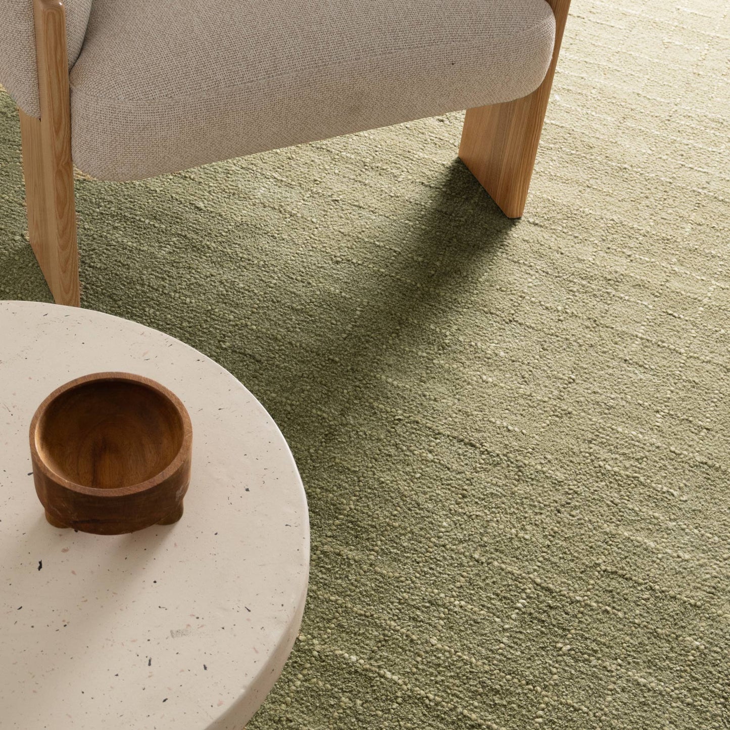 Abasco Green Knitted Wool in Olive Rug