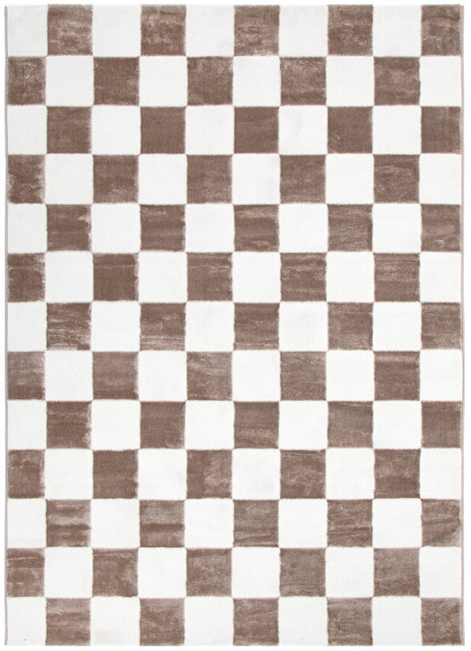 Jade Checkers Cream Brown Rug