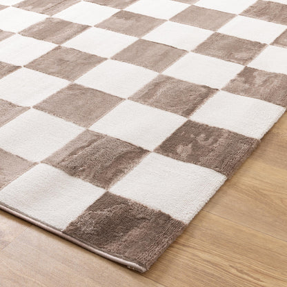 Jade Checkers Cream Brown Rug