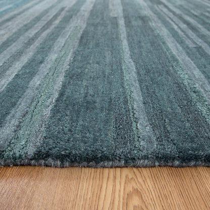 Les Nomades Linear Teal Wool Rug