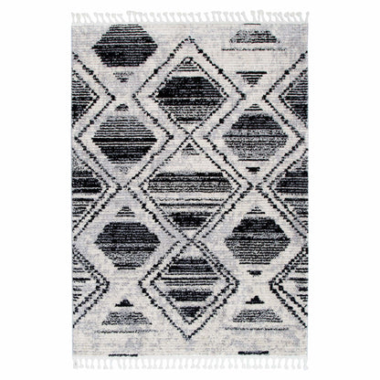 Mansour Diamond Black & White Geometric Rug