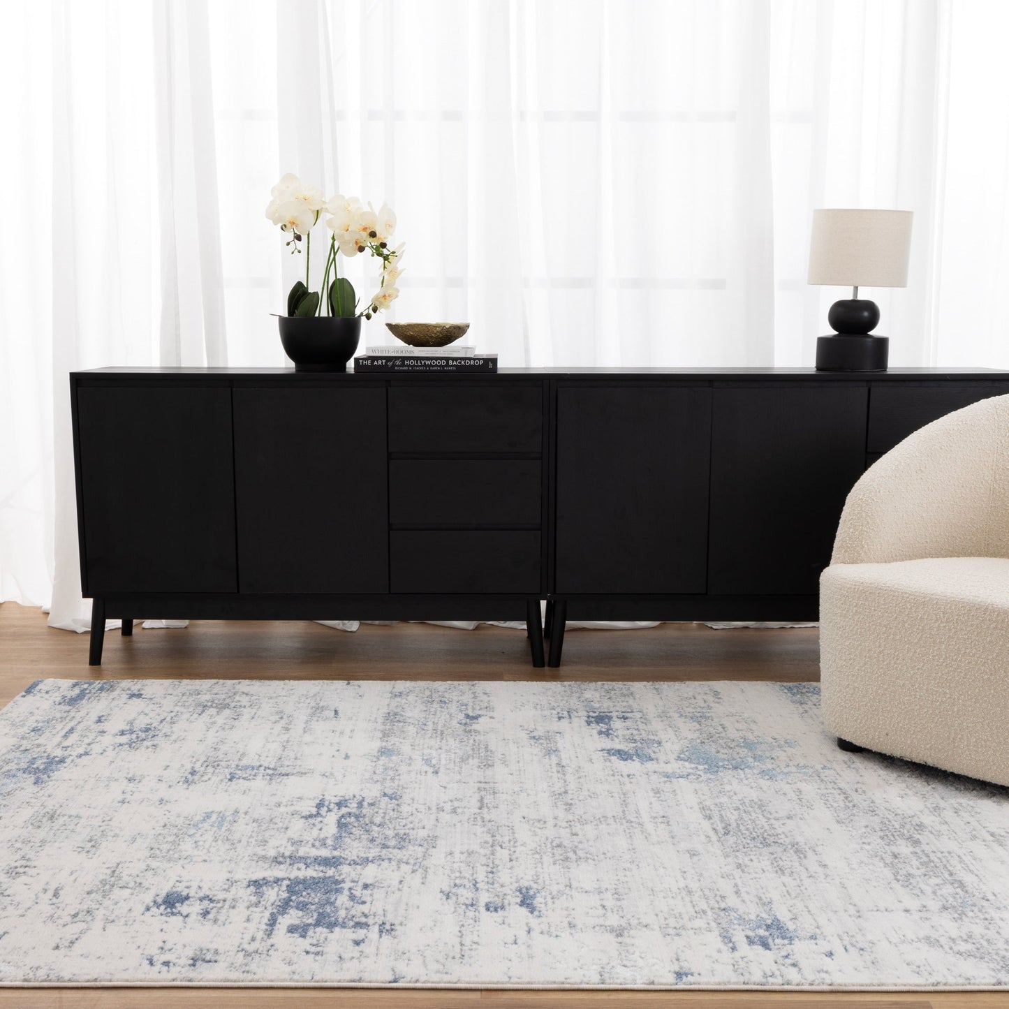 Pierre Cardin Ocean Abstract in Blue Rug