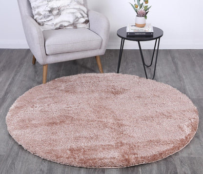 Puffy Soft Shag Round Rug Camel