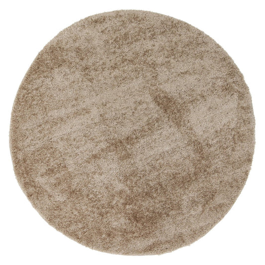 Puffy Soft Shag Round Rug Beige