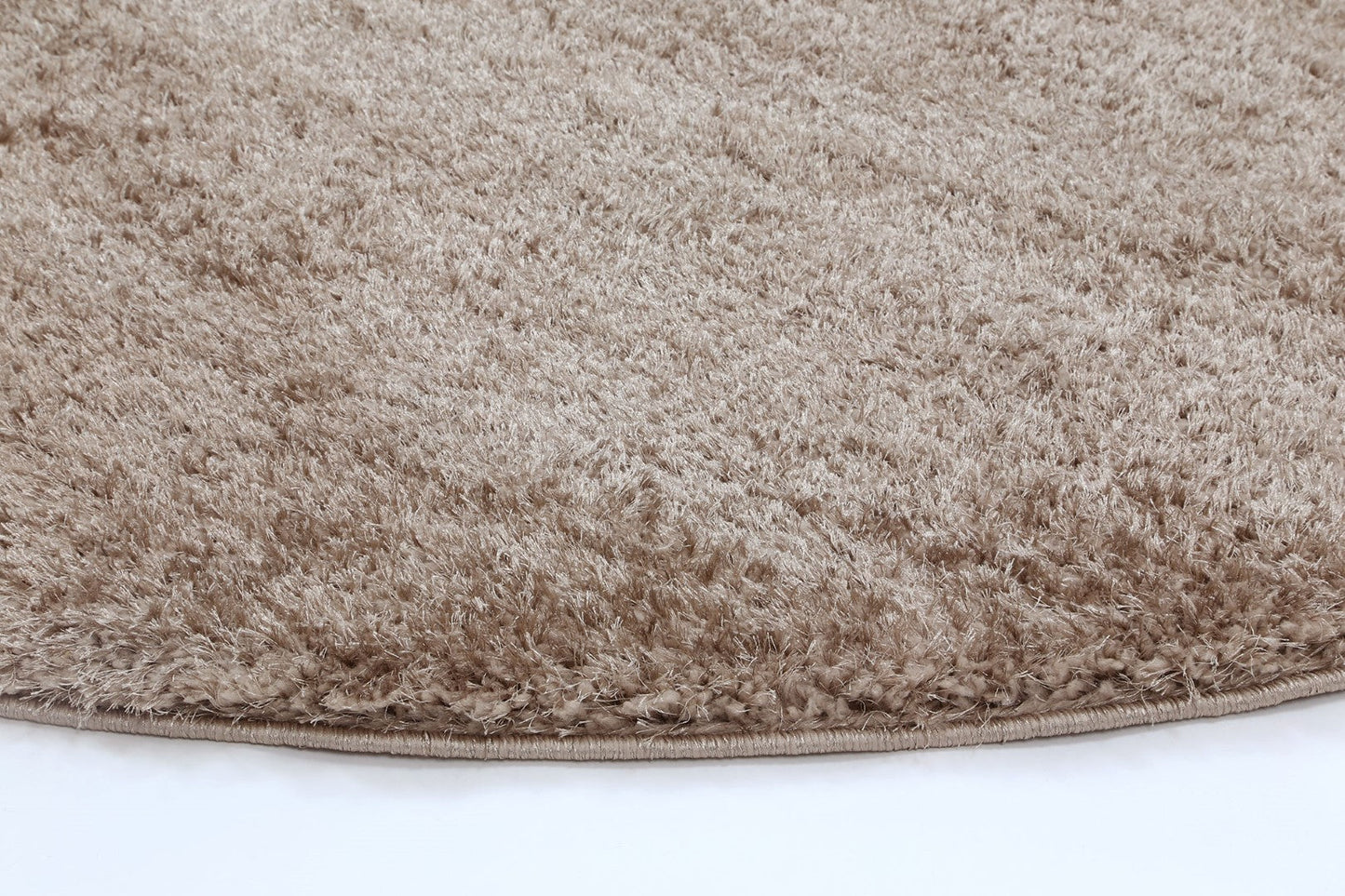 Puffy Soft Shag Round Rug Beige