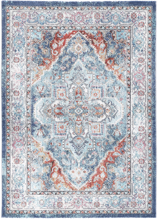 Salsa Maykel Blue & Terracotta In Transitional Rug