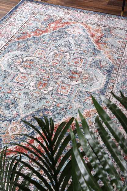 Salsa Maykel Blue & Terracotta In Transitional Rug