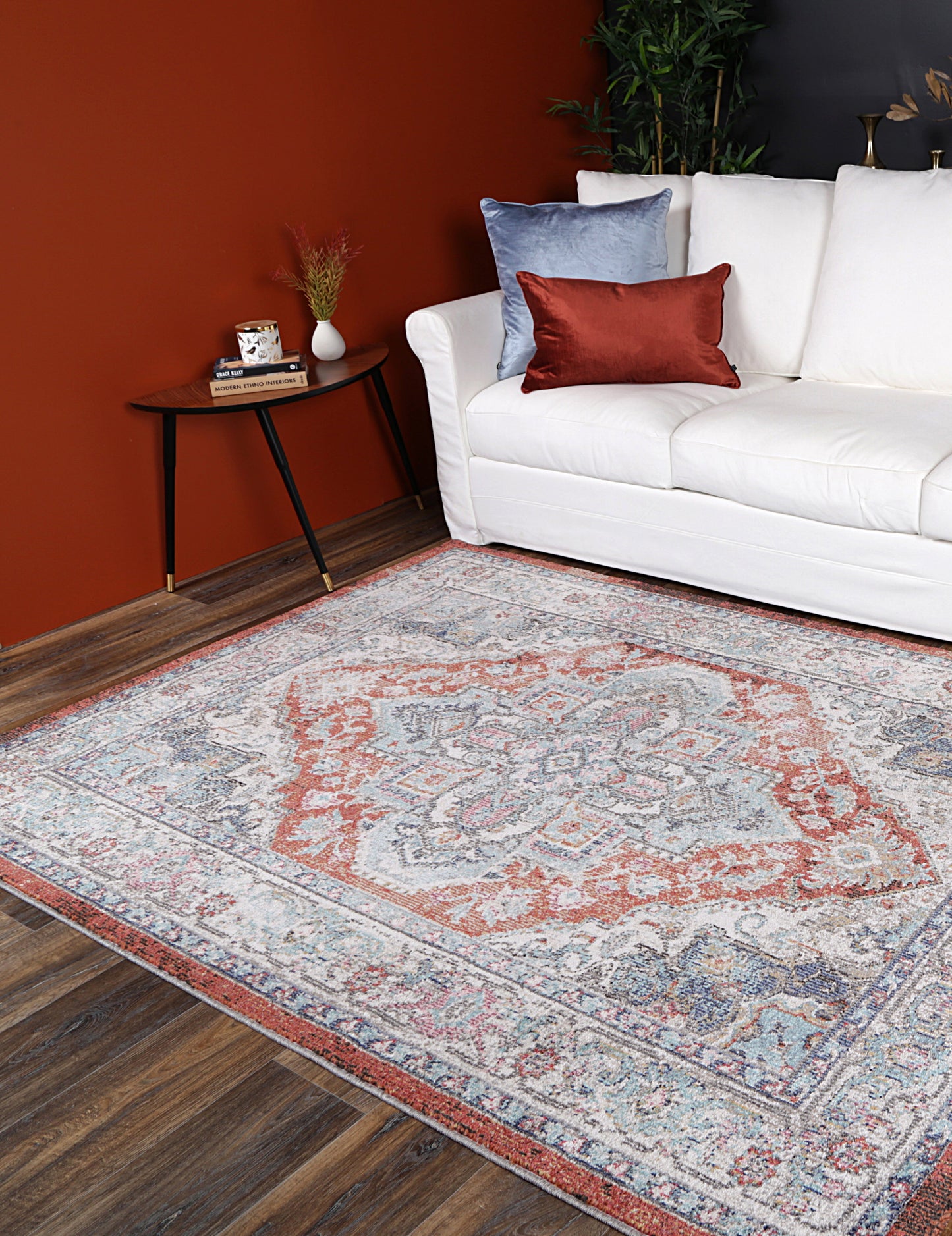 Salsa Seo Terracotta & Ivory In Transitional Rug