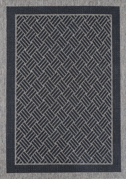 Sisalo Geometric Ikat Bordered in Grey Rug