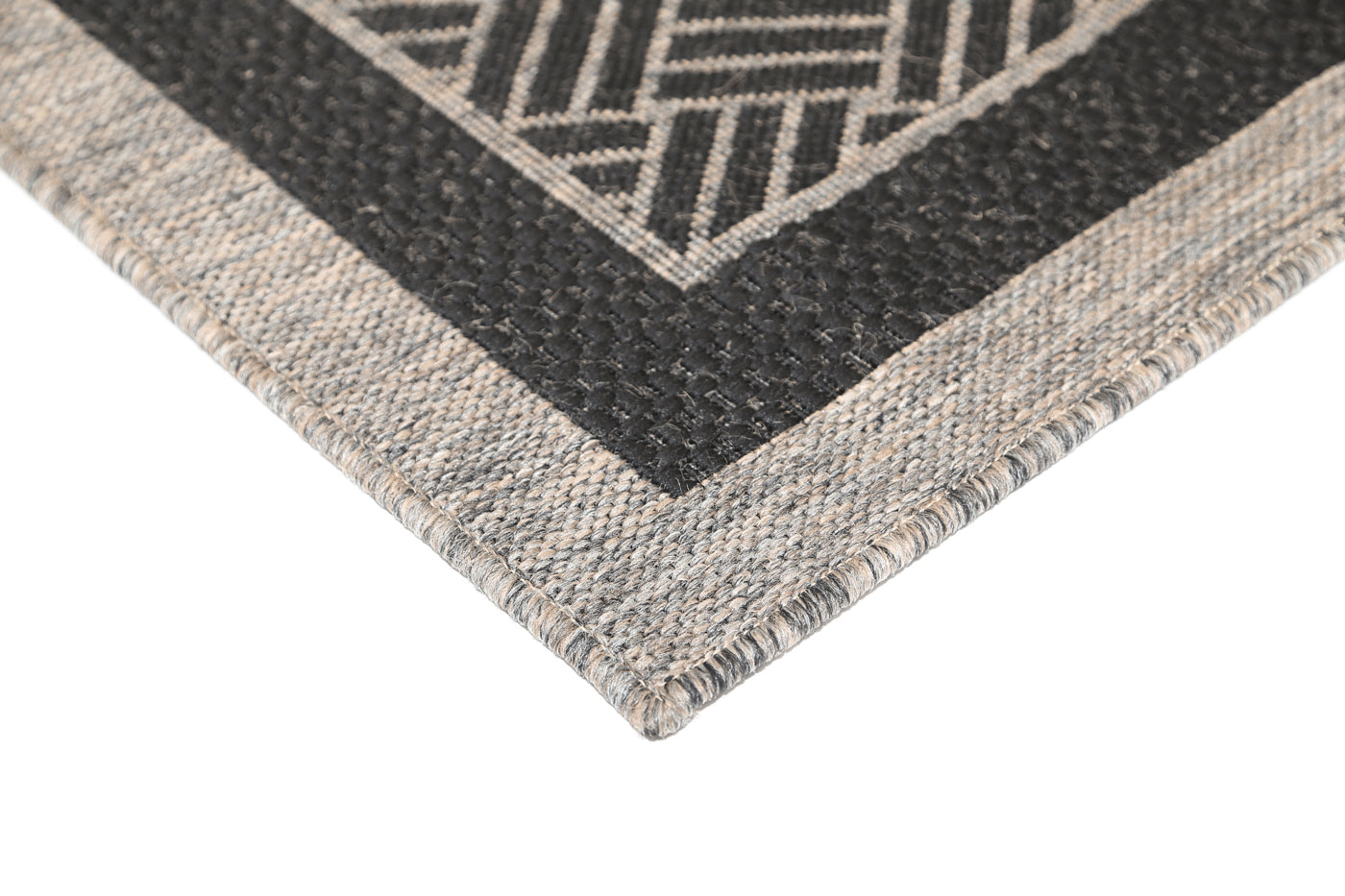 Sisalo Geometric Ikat Bordered in Grey Rug