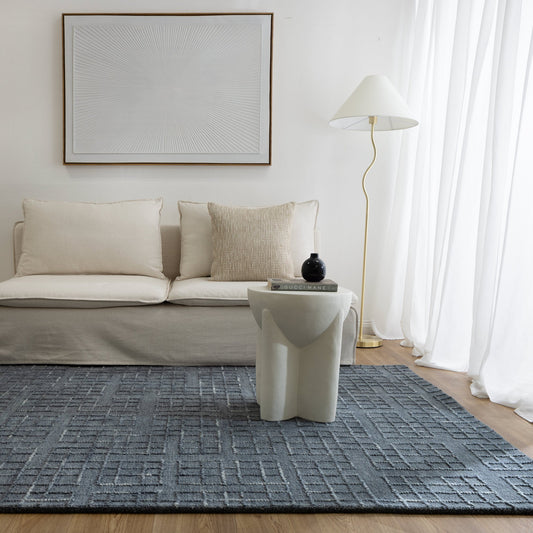 Abasco Steel Knitted Wool In Blue Rug