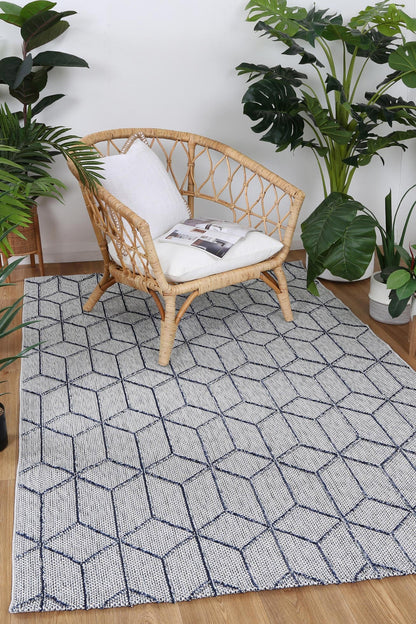 Vanuatu Greenslade Charcoal Geometric Flatweave Rug