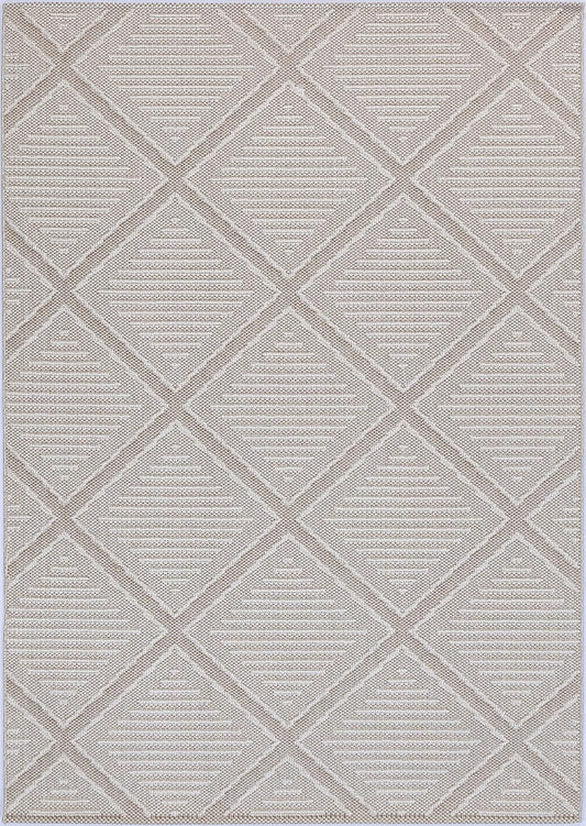 Vanuatu Kenilorea Beige Geometric Flatweave Rug