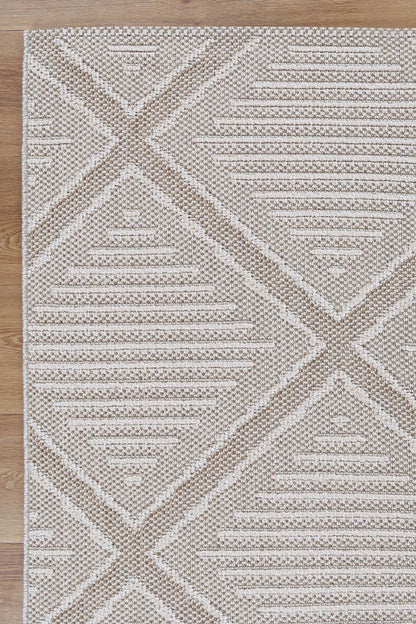 Vanuatu Kenilorea Beige Geometric Flatweave Rug