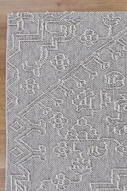 Vanuatu Nori Grey Tribal Flatweave Rug