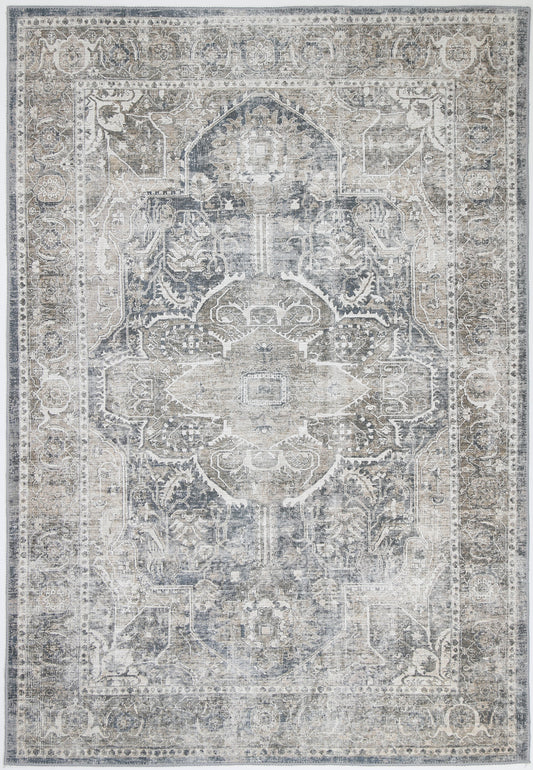 Distressed Vintage Kendra Ash Washable Rug - VITAL 3206-04