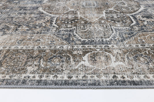 Distressed Vintage Kendra Ash Washable Rug - VITAL 3206-04