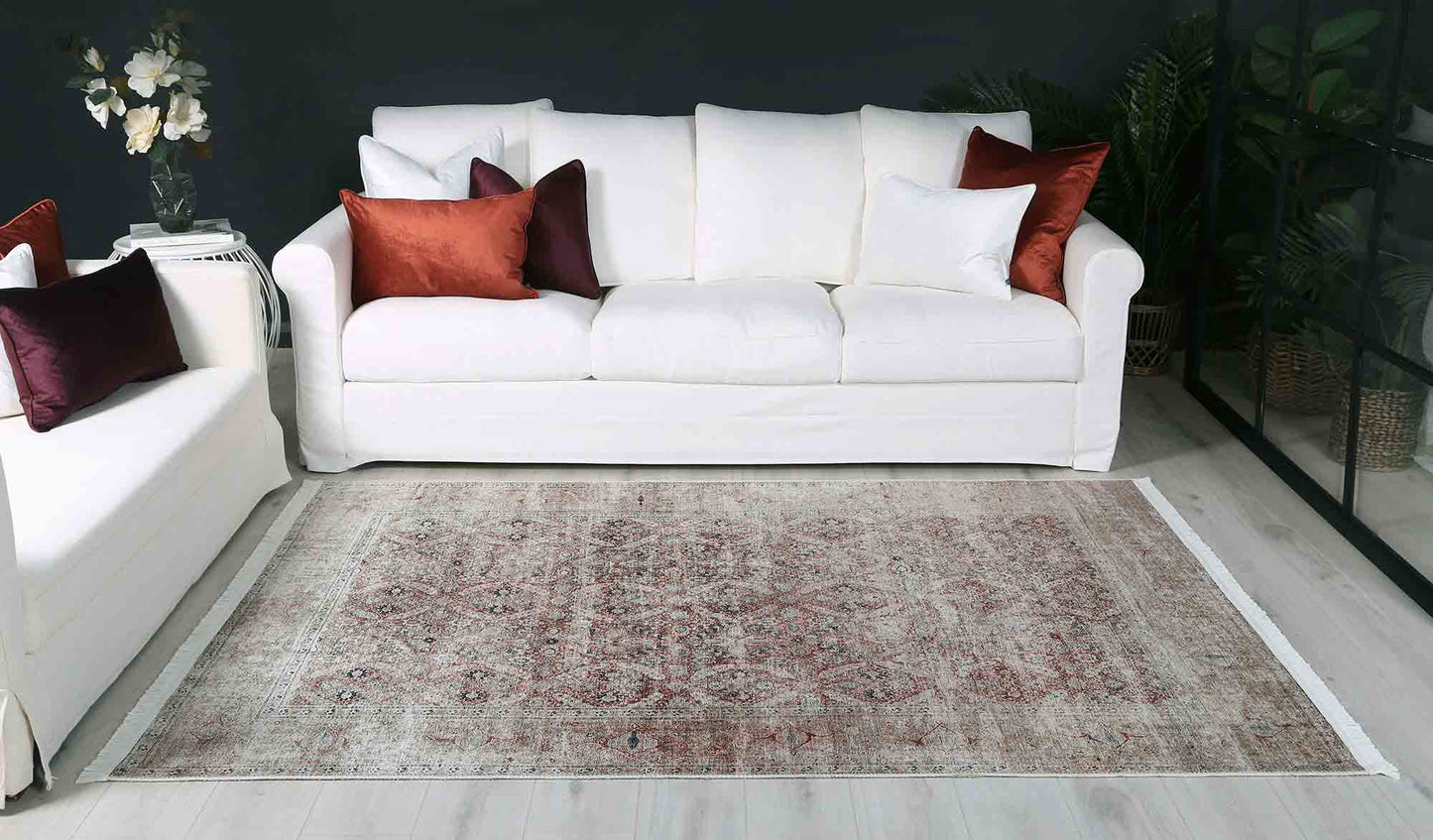 Distressed Vintage Levent Area Rug - VITAL 3211-00 (with fringe)