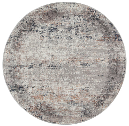 Abstract Echo Blue Grey Washable Round Rug - VITAL 1693-02