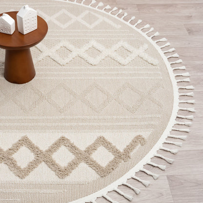 Cottage 542 Fawn in Cream Round Rug