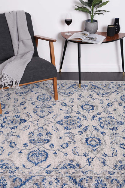 Delicate Cassandra In Blue & Ivory Rug