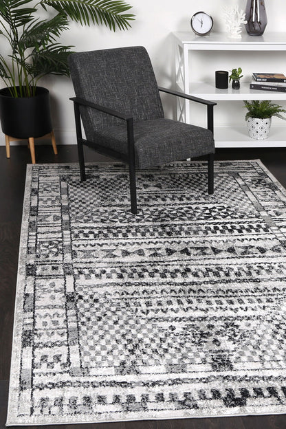 Christina Aztec Contemporary In Charcoal Rug