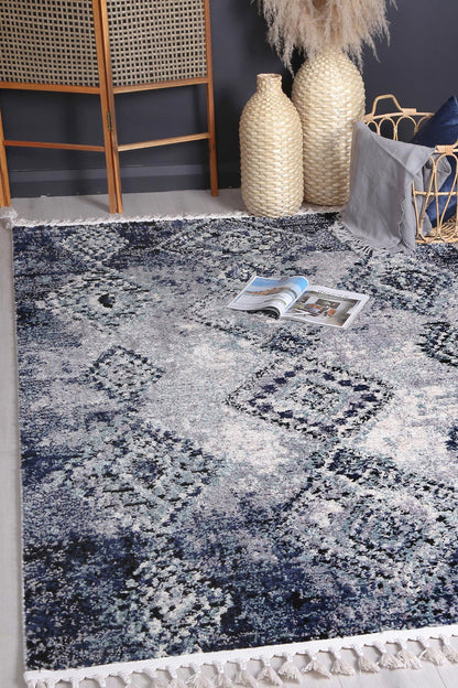 Mario Inca Geometric In Blue Rug