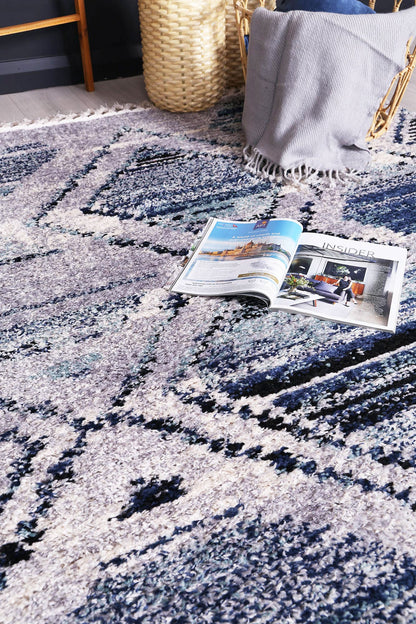 Mario Diamond Geometric in Blue Rug