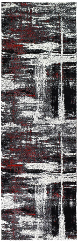 Dahlia 347 In Light Grey & Red : Runner Rug