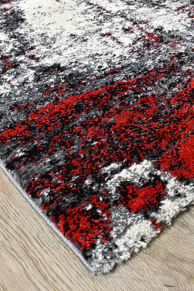 Dahlia 651 in White & Red : Runner Rug