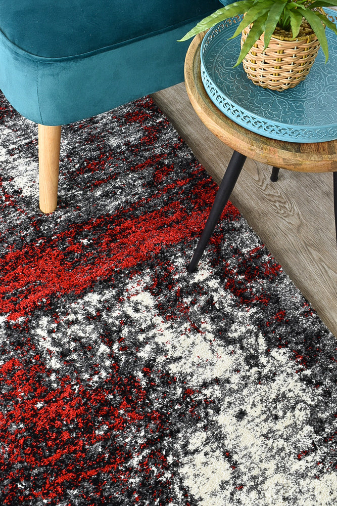 Dahlia 651 in White & Red : Runner Rug