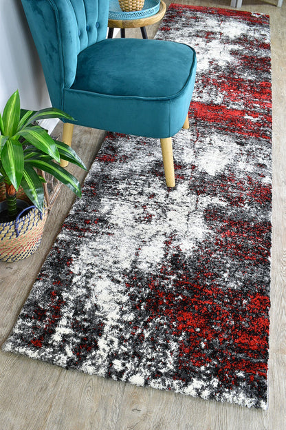 Dahlia 651 in White & Red : Runner Rug