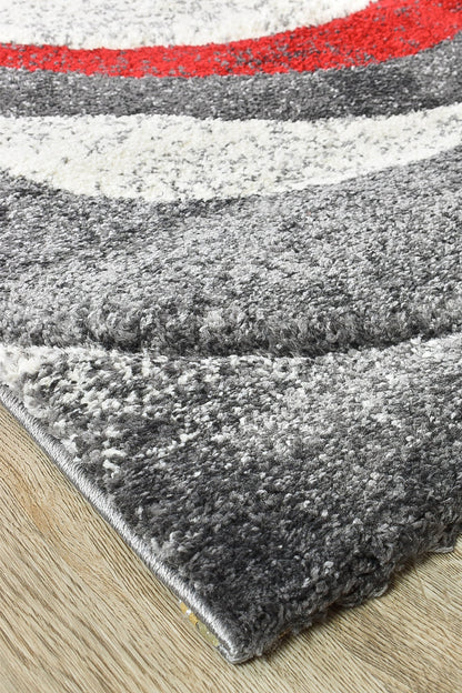 Dahlia 300 In Light Grey & Red : Runner Rug