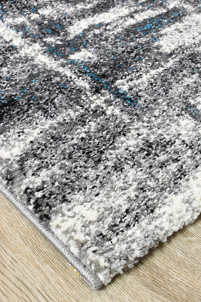 Dahlia 347 In Light Grey & Turquoise : Runner Rug